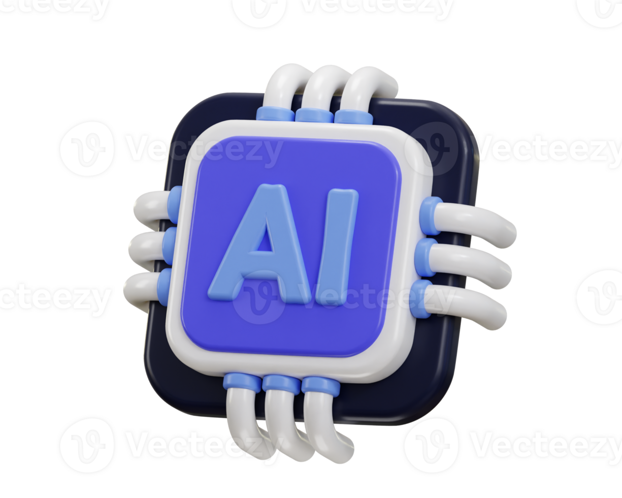 3d Ai chip icon for artificial intelligence icon 3d rendering illustration png