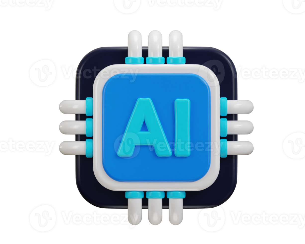 3d Ai chip icon for artificial intelligence icon 3d rendering illustration png