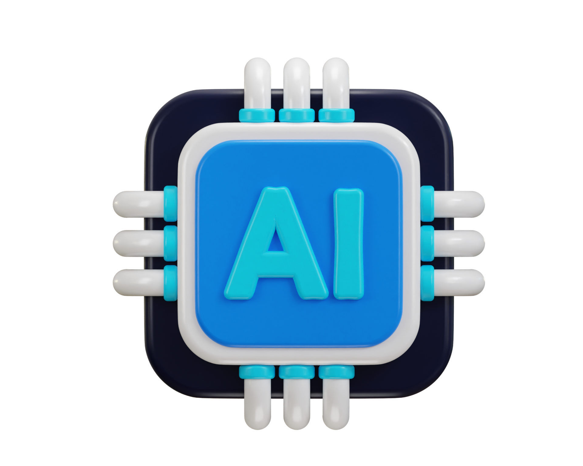 3d Ai chip icon for artificial intelligence icon 3d rendering