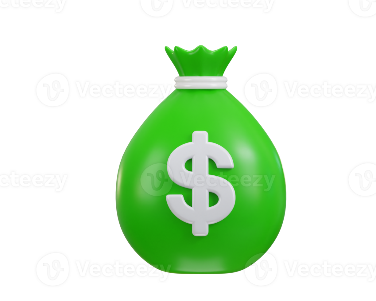 dollar with money bag icon 3d rendering illustration png