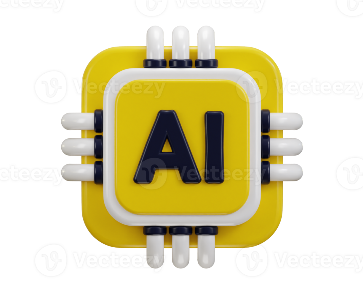 3d Ai chip icon for artificial intelligence icon 3d rendering illustration png