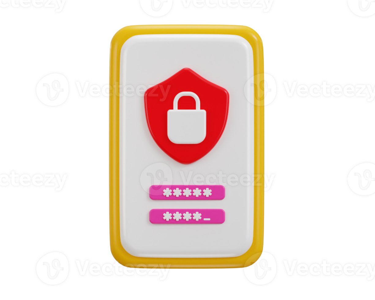 3d mobile phone with security lock and password icon concept of internet security icon 3d render png