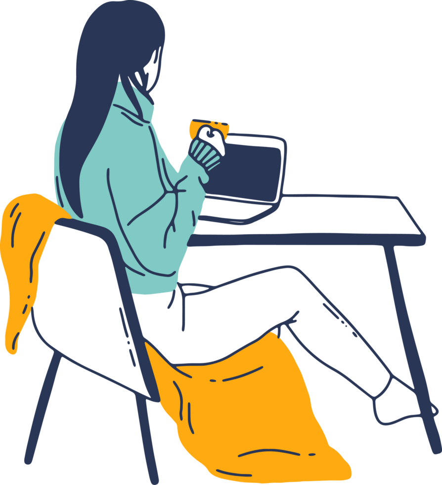 Remote Work and Digital Nomad, woman working from anywhere png