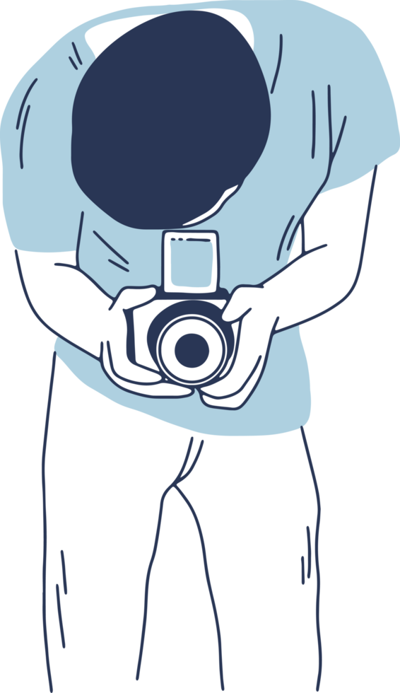 minimal and simple cartoon photographer shooting photo png