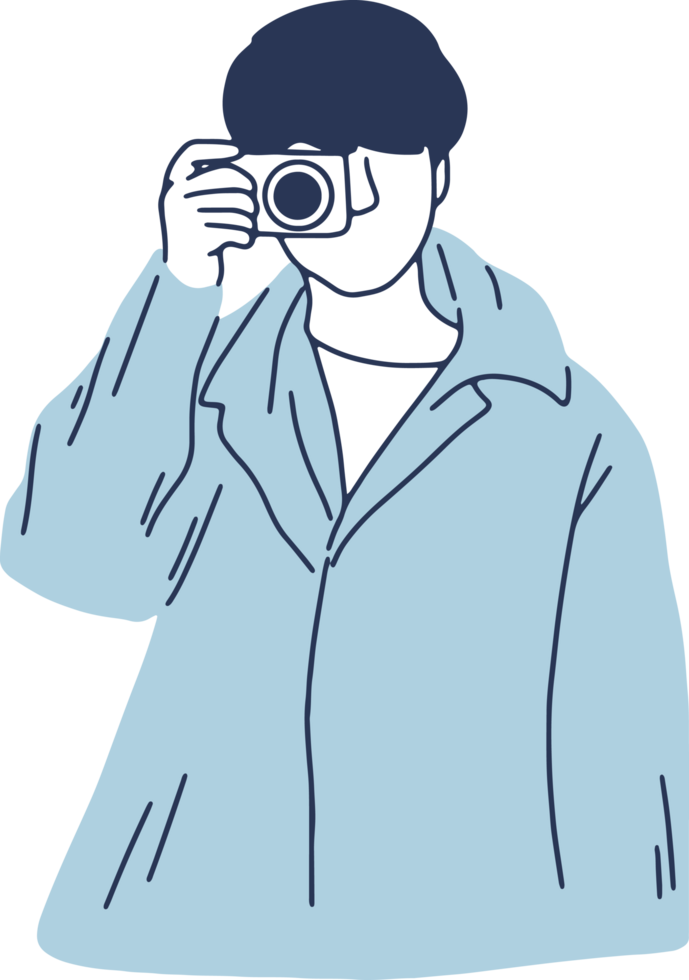 minimal and simple cartoon photographer shooting photo png