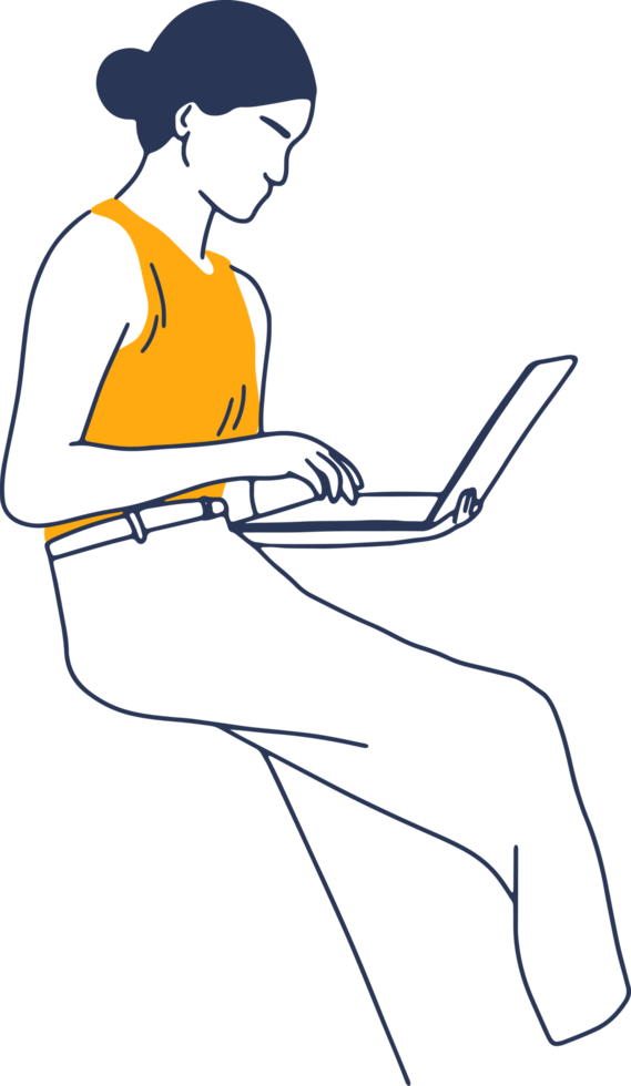 Remote Work and Digital Nomad, woman working from anywhere png