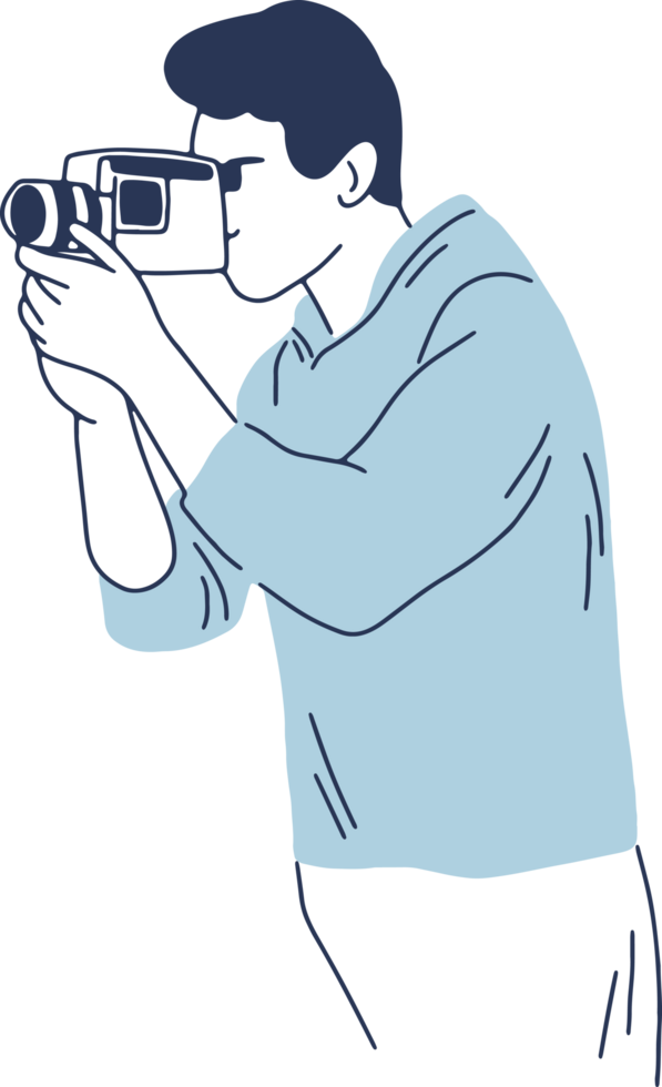 minimal and simple cartoon photographer shooting photo png