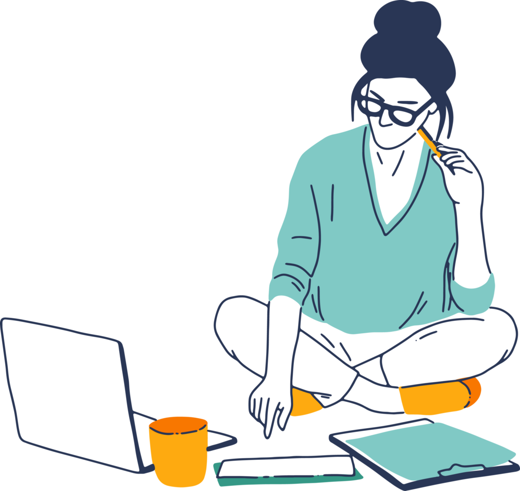 Remote Work and Digital Nomad, woman working from anywhere png