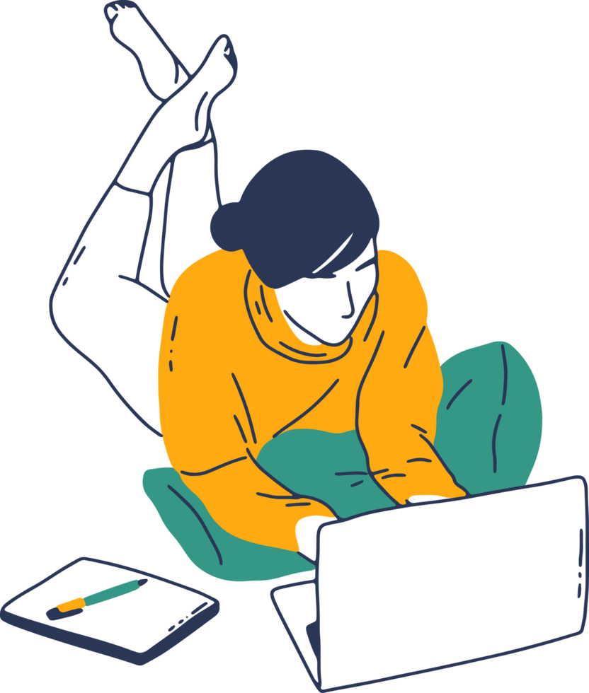 Remote Work and Digital Nomad, woman working from anywhere png