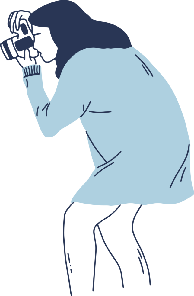 minimal and simple cartoon photographer shooting photo png