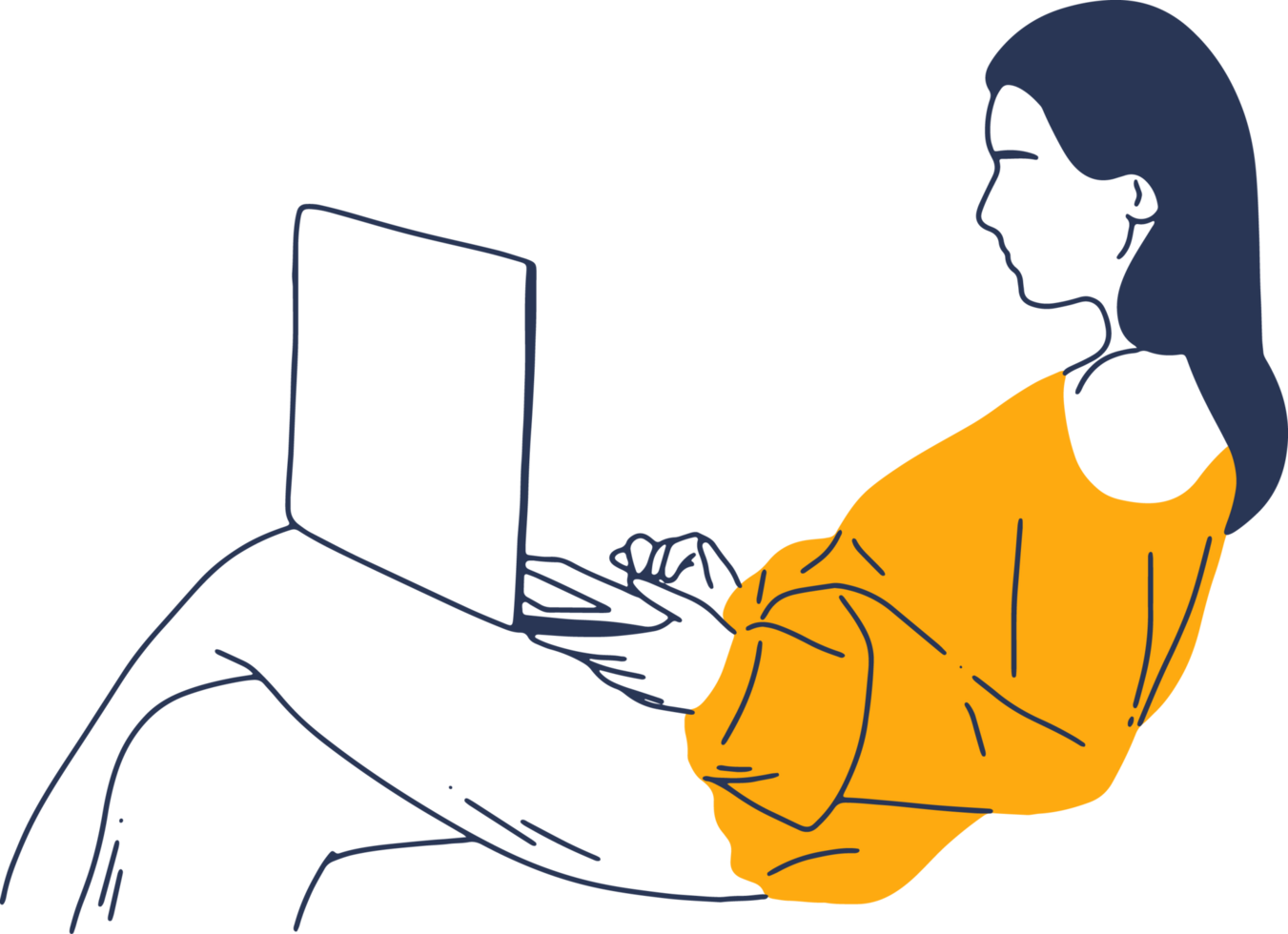 Remote Work and Digital Nomad, woman working from anywhere png