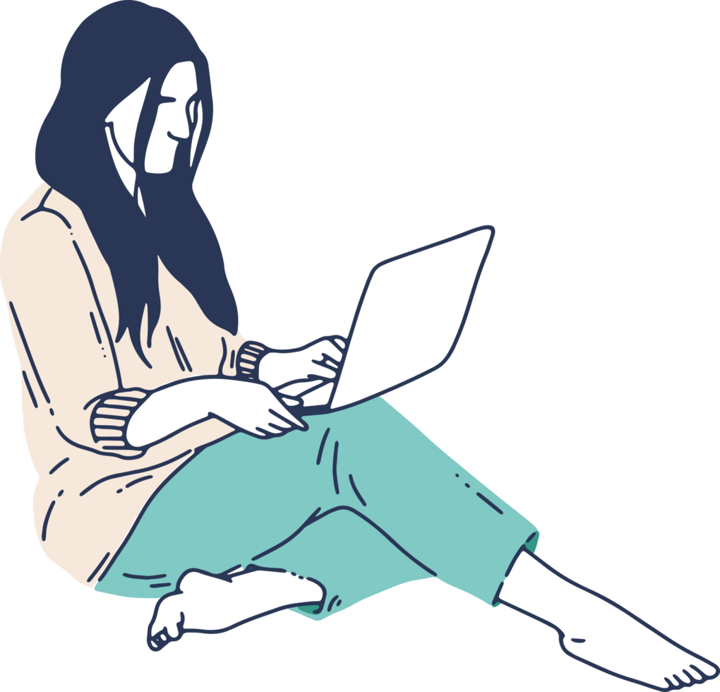 Remote Work and Digital Nomad, woman working from anywhere png