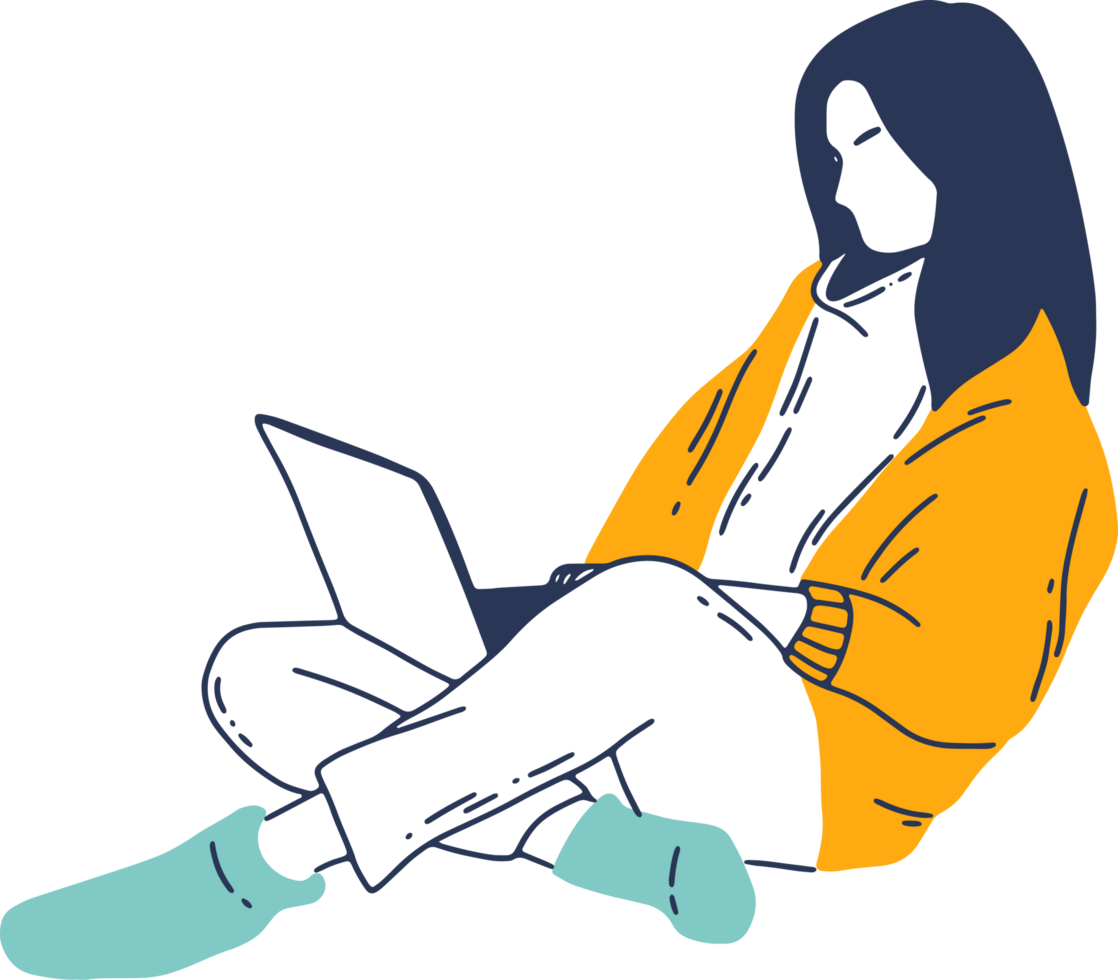 Remote Work and Digital Nomad, woman working from anywhere png