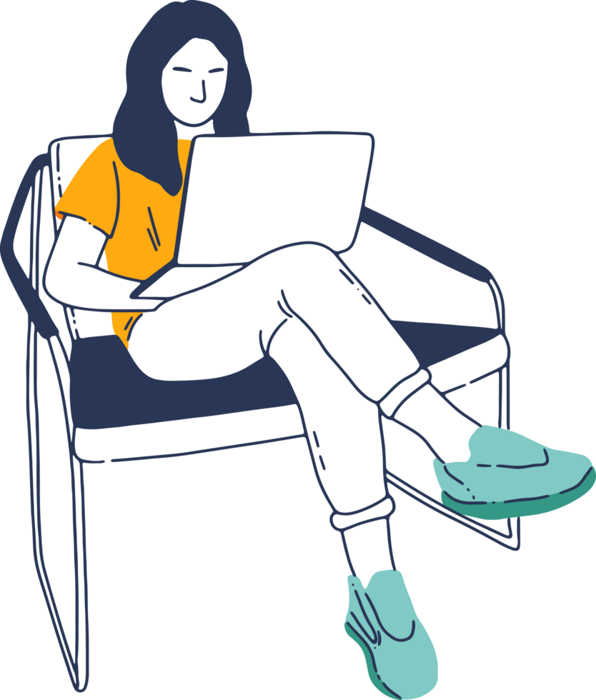 Remote Work and Digital Nomad, woman working from anywhere png