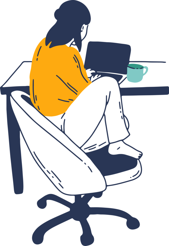 Remote Work and Digital Nomad, woman working from anywhere png