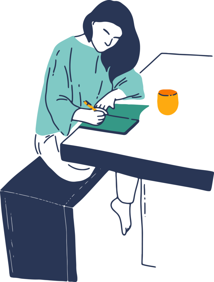 Remote Work and Digital Nomad, woman working from anywhere png