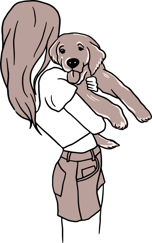 Minimal and simple dog lover, People love pets, animal friends, pet owner, png