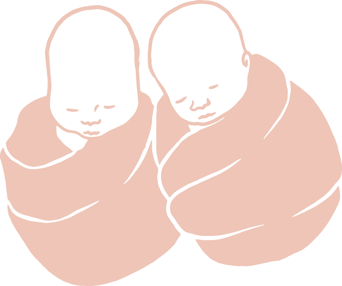 Minimal and simple newborn twins, adorable baby png