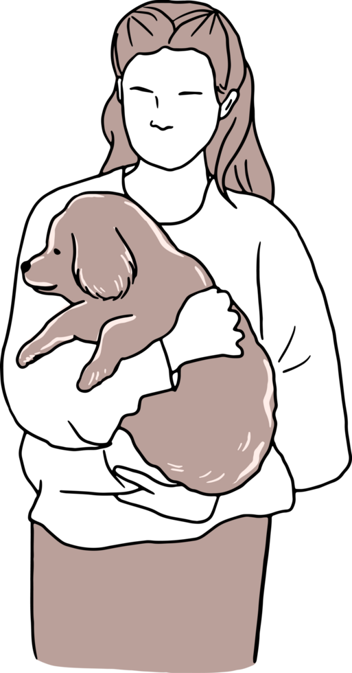 Minimal and simple dog lover, People love pets, animal friends, pet owner, png