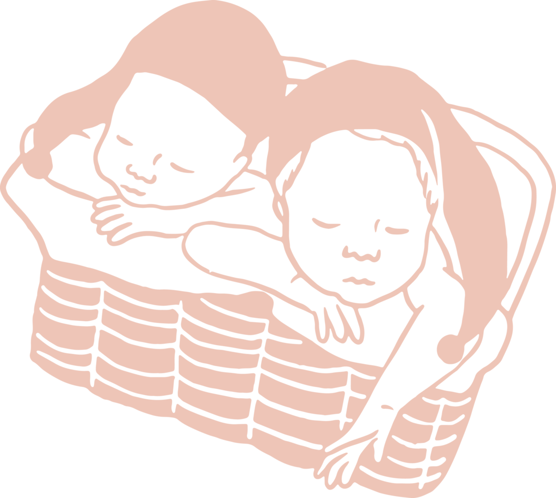 Minimal and simple newborn twins, adorable baby png