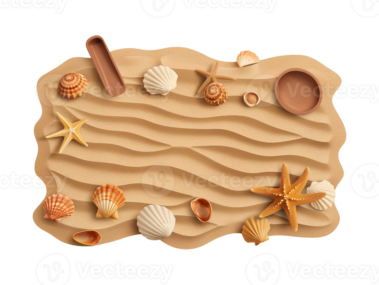 Summer sand beach objects isolated png