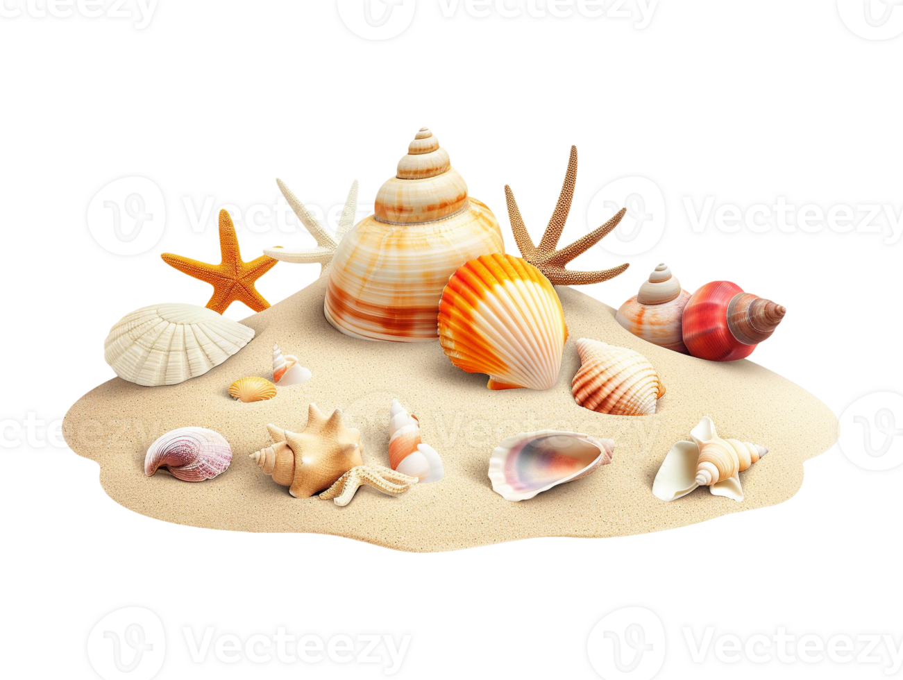 Summer sand beach objects isolated png