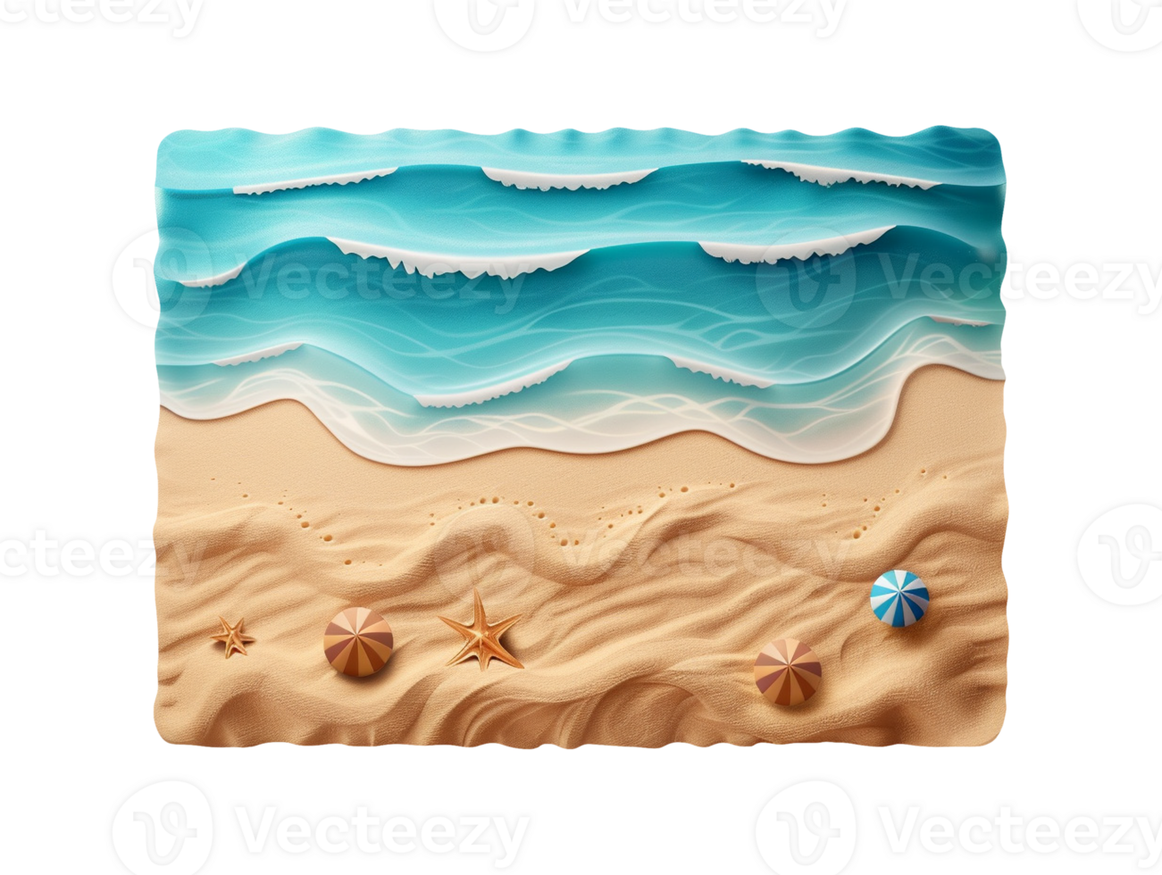 Summer sand beach objects isolated png