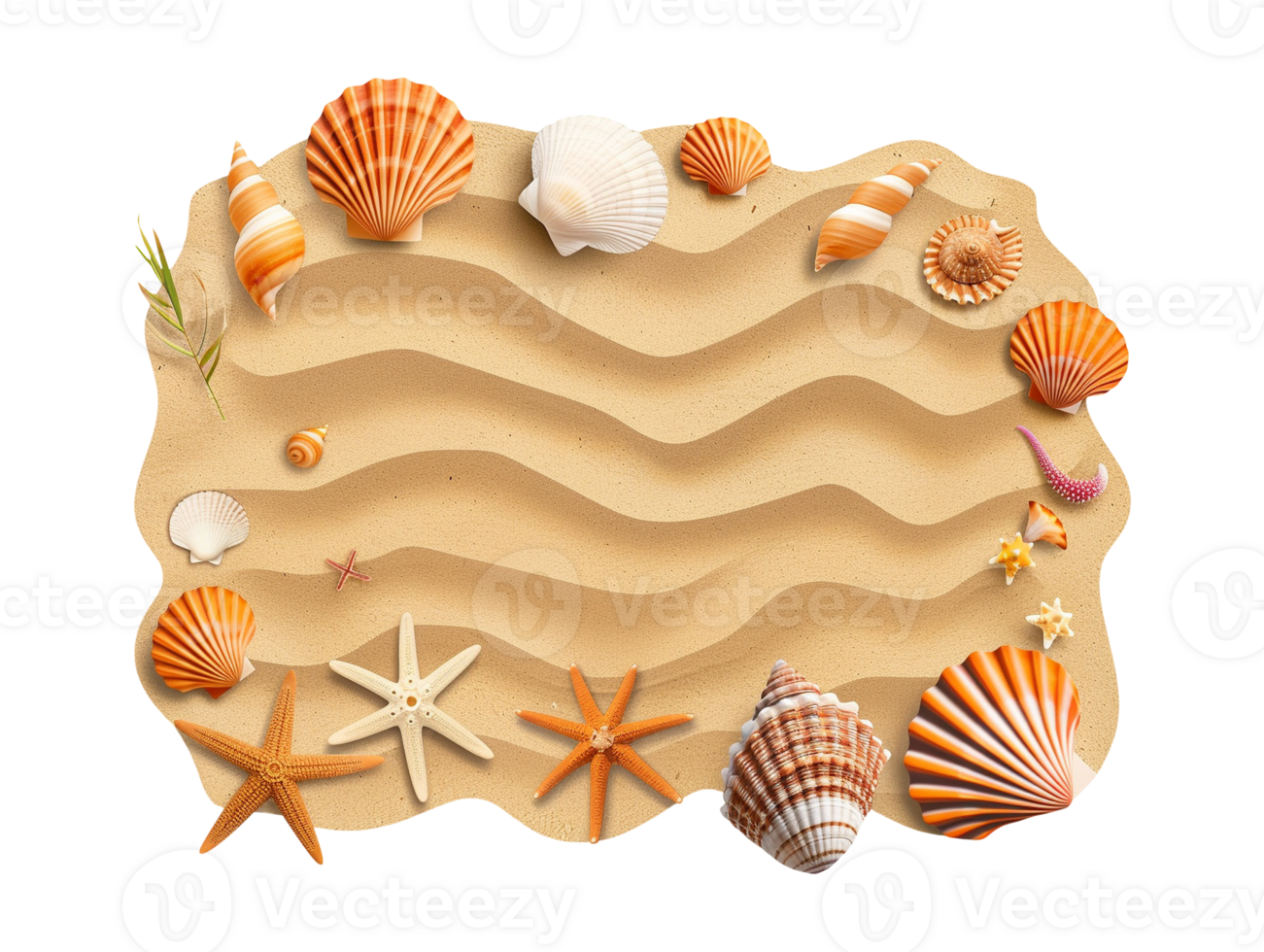 Summer sand beach objects isolated png