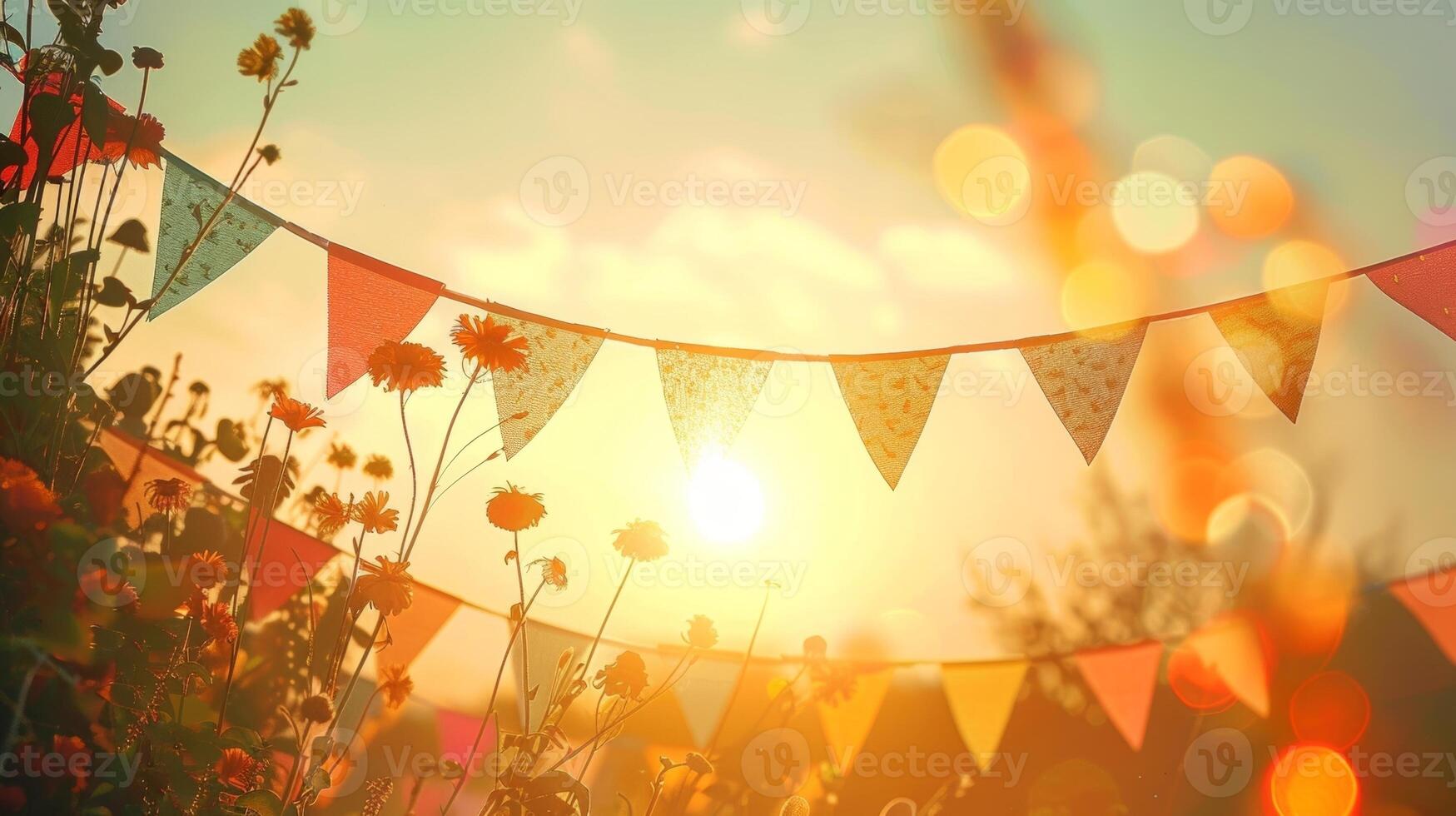 A whimsical scene of fluttering banners creating a sense of celebration and joy photo