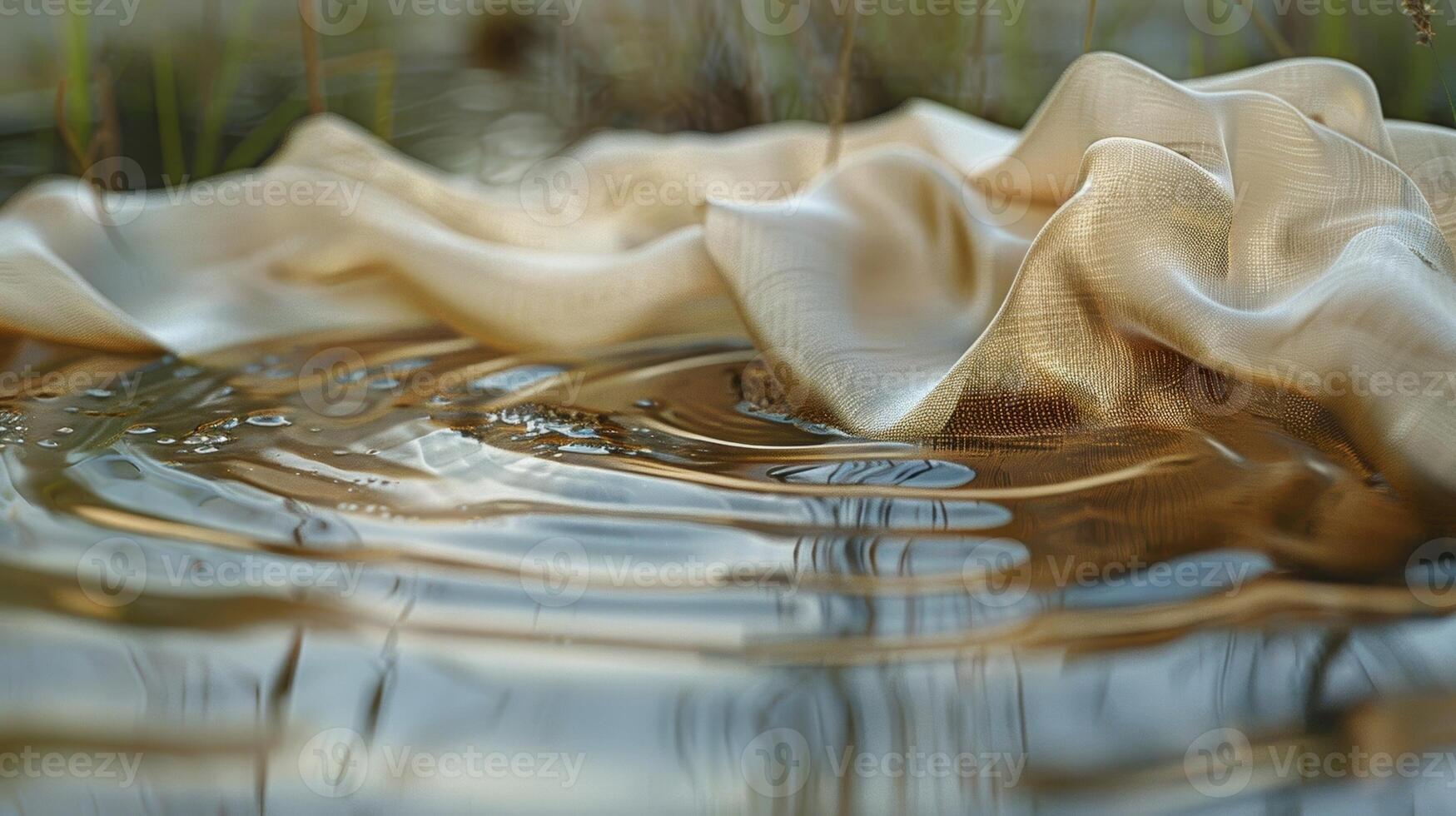 The fabric seems to mimic the rippling water below as it floats above the marshs surface photo