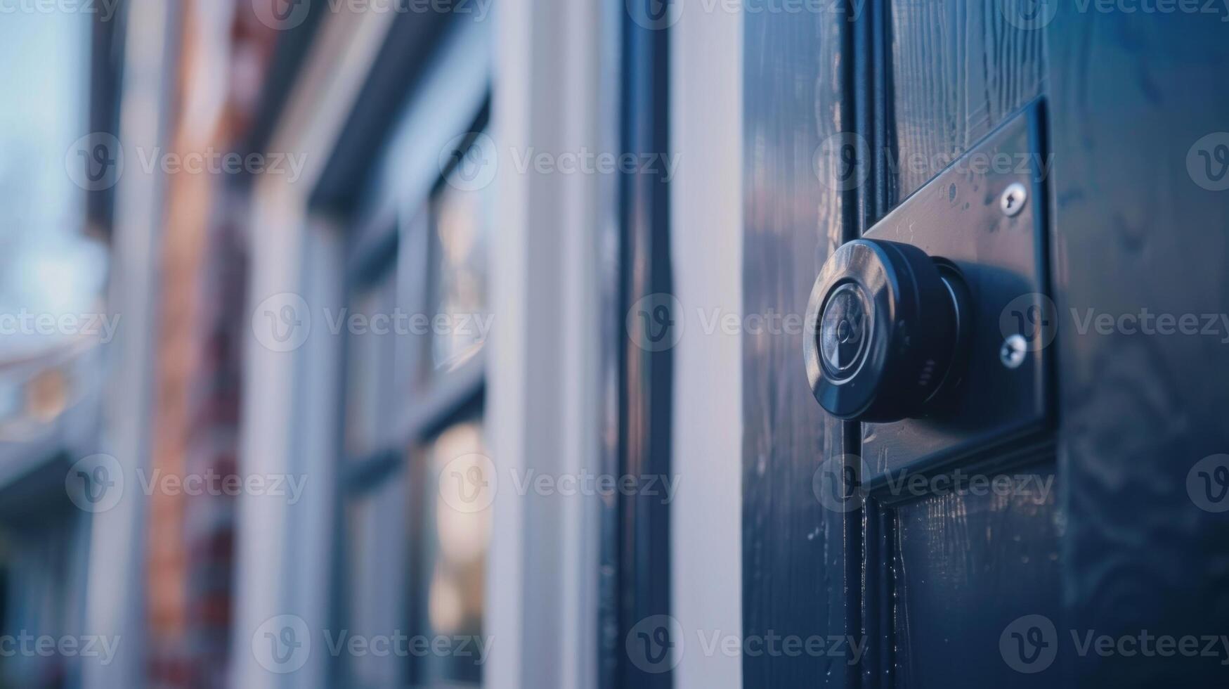 A closeup of a smart doorbells weatherproof casing demonstrating its ability to withstand various weather conditions photo