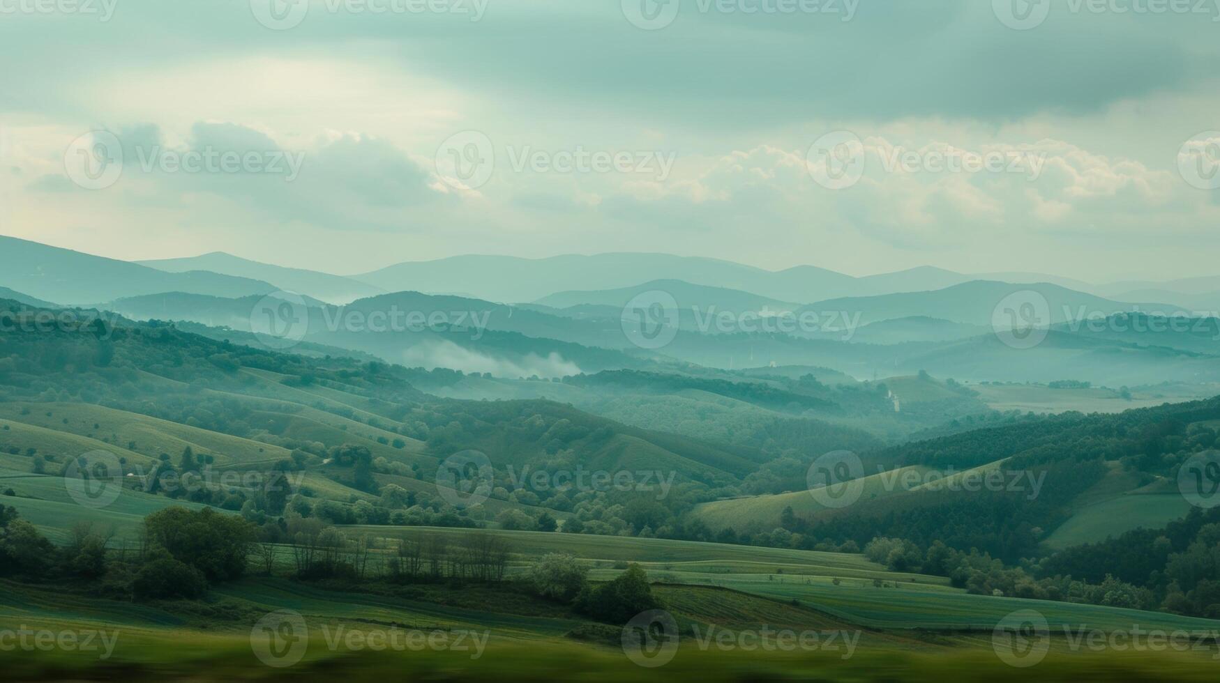 From the train the hills look like layers of a cake each one adding to the beautiful landscape photo