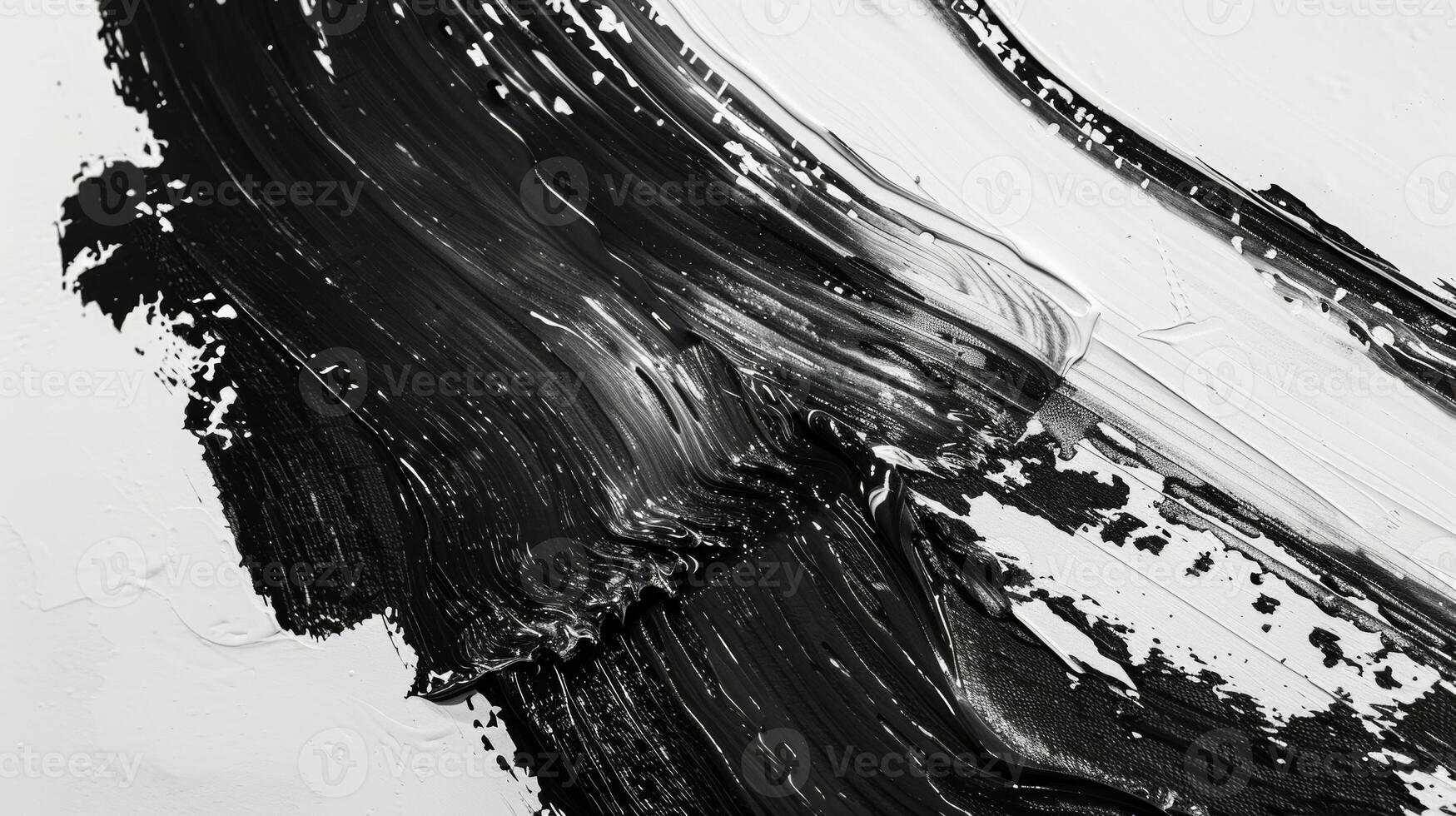 The simplicity of black and white is elevated in this abstract depiction of paint strokes allowing the texture and form to take center stage. Black and white art. photo