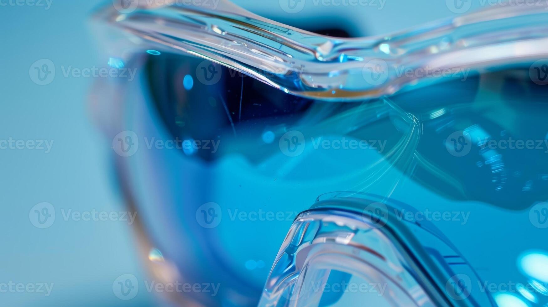 A closeup of the goggle lens showcasing its antifog and UV protection features photo