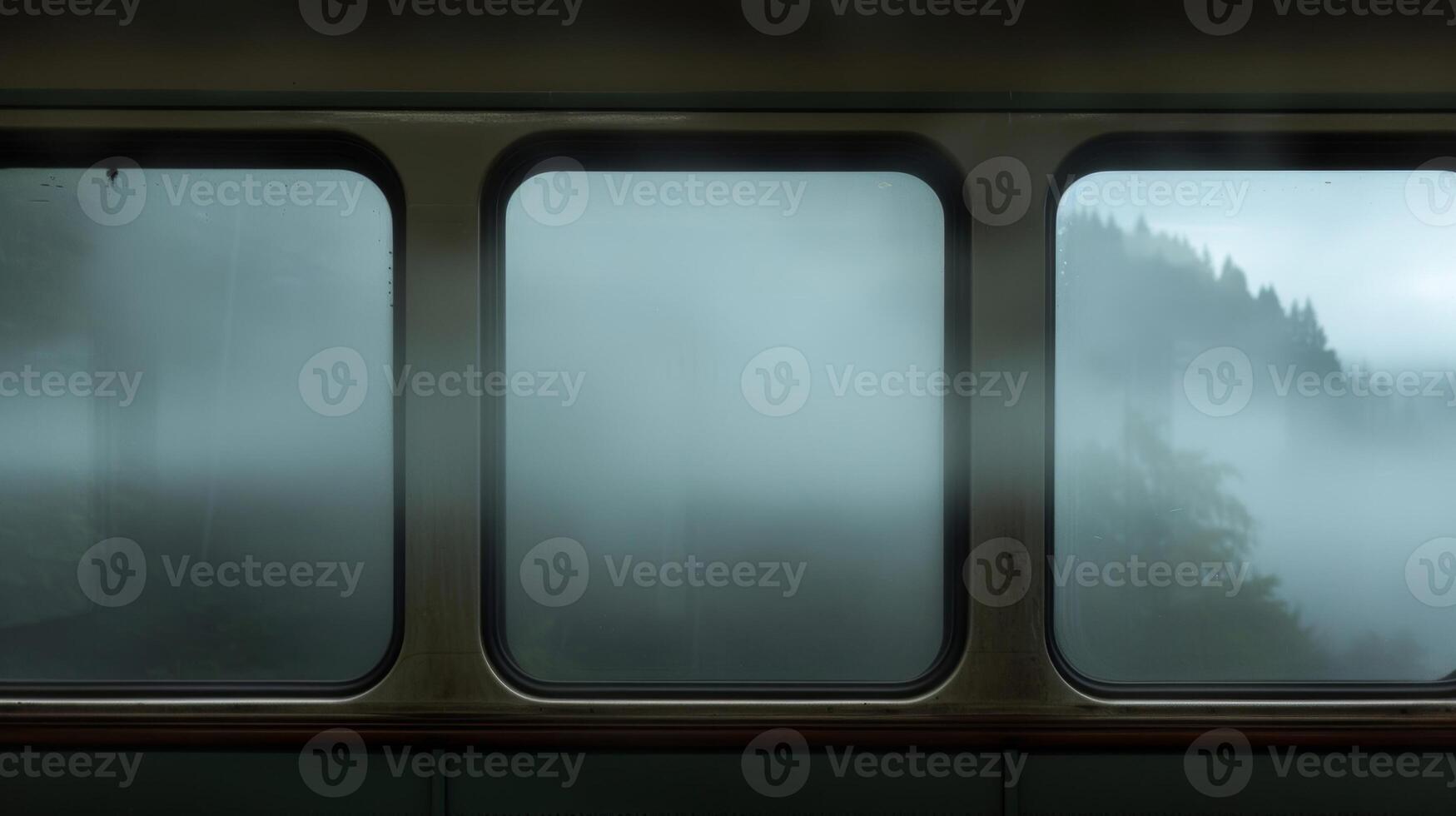 The fog blurs the line between the train and its surroundings creating a feeling of unity with nature photo