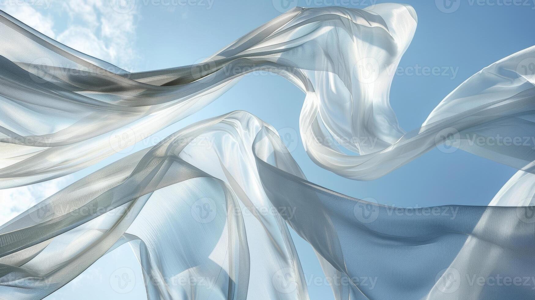 Whispers of fabric floating through the air drawing the eye up towards the sky photo