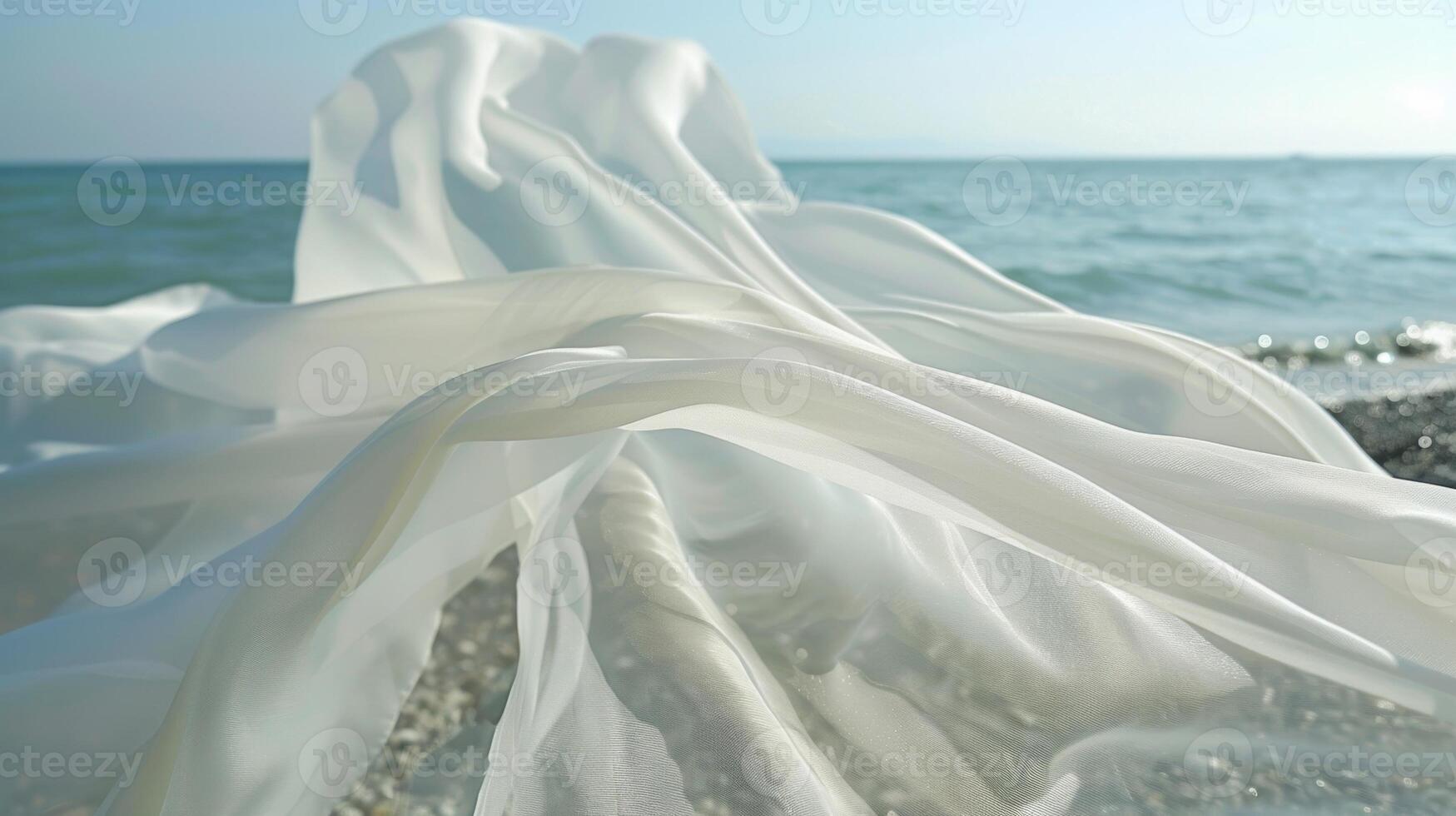 Against the peaceful backdrop of the beach the silk fabric adds a touch of elegance and luxury photo