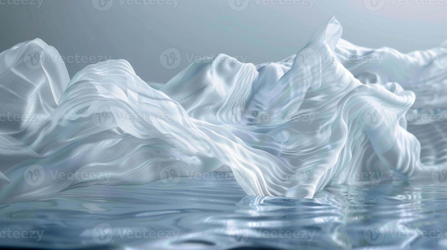 The fabric appears weightless as it gracefully floats above the waters surface photo