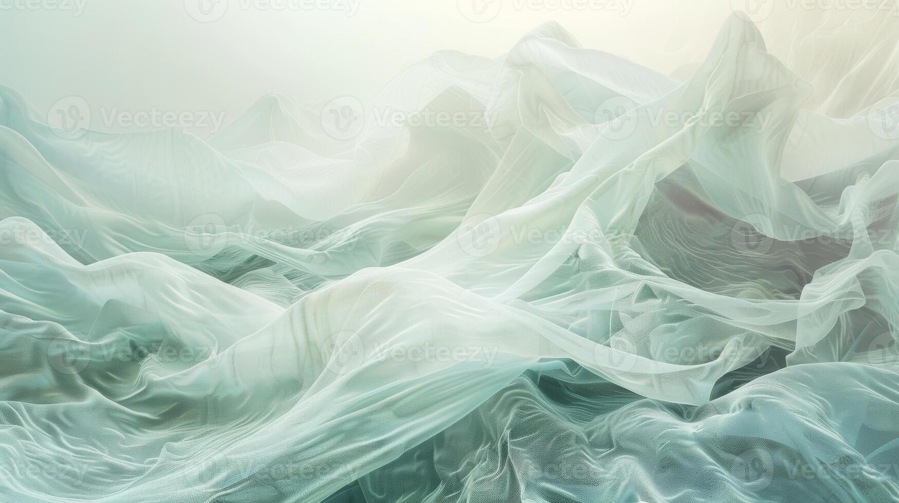 Delicate layers of fabric floating in a cold and ethereal environment photo