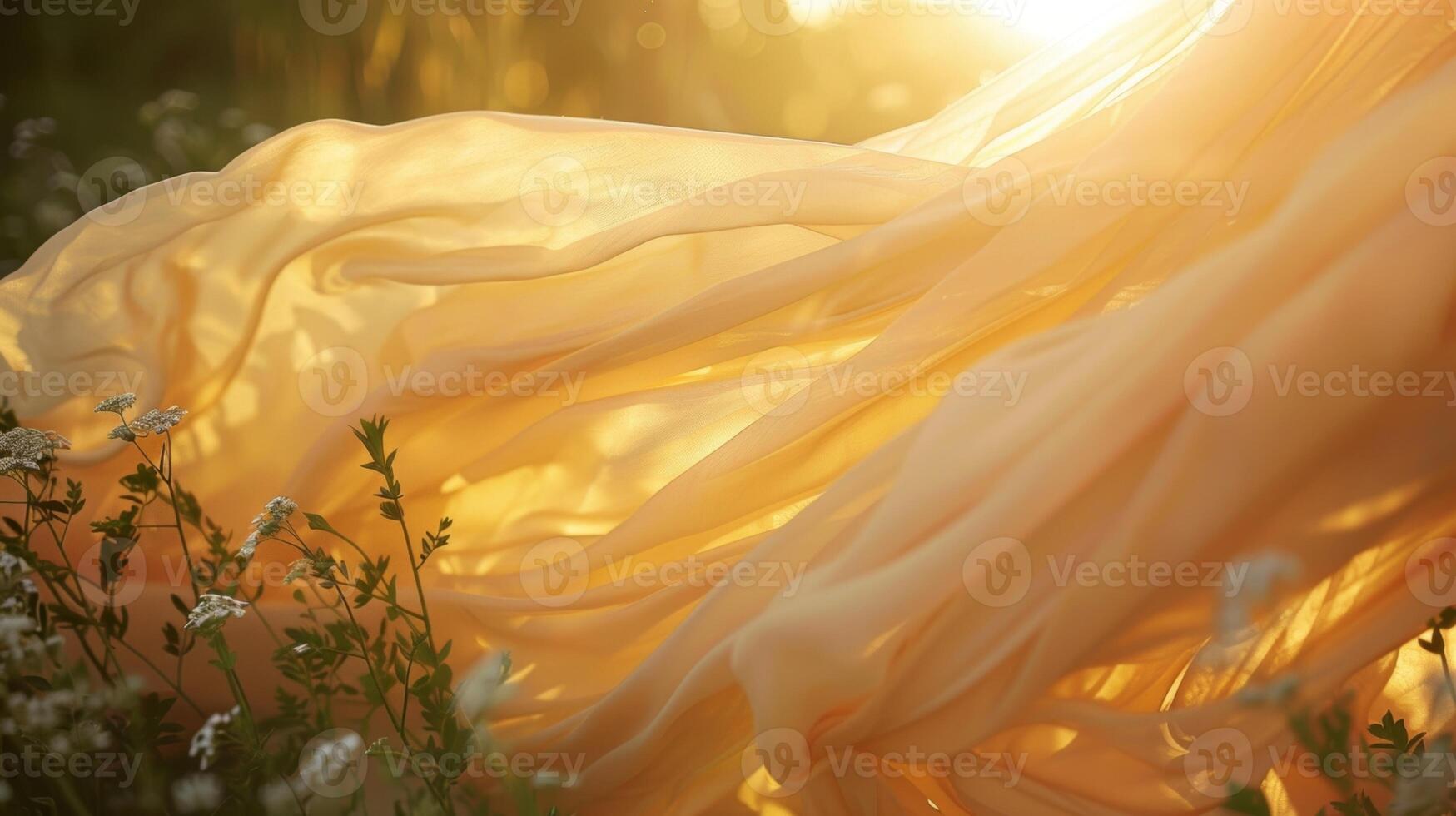As the sun sets the fabric in the garden takes on a dreamy quality swirling and fluttering in the last rays of light photo