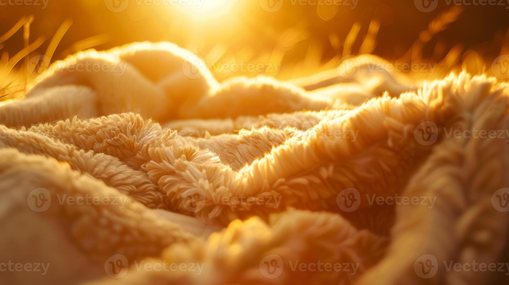 A cozy fleece blanket being flung into the air its soft texture illuminated by the sun photo