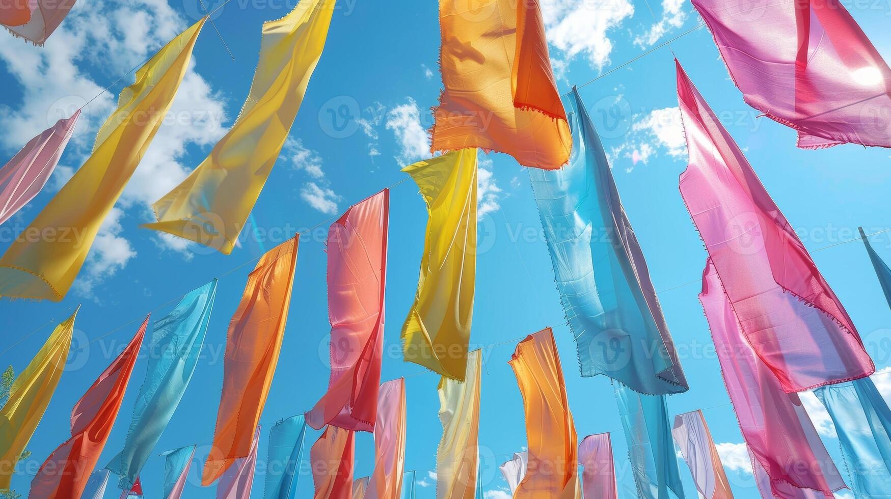 As the wind shifts the banners flap and swirl creating an everchanging display of movement photo