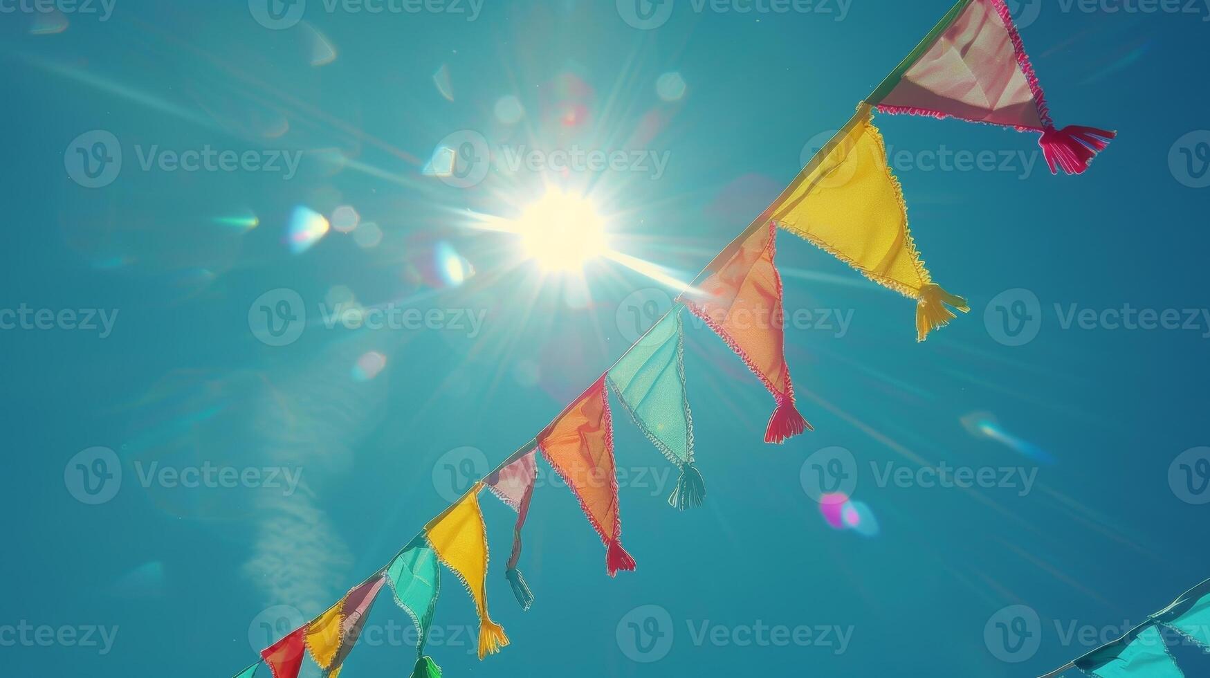 The pennants pointy end playfully pointing towards the sky photo