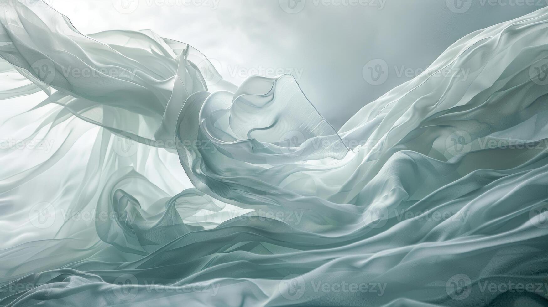 An almost translucent sheet of cloth waves and dips mimicking the fluid movements of a trained dancer photo