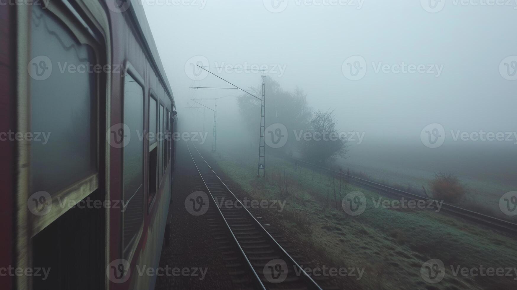 Its like watching a ghost train as it travels through the foggy landscape photo