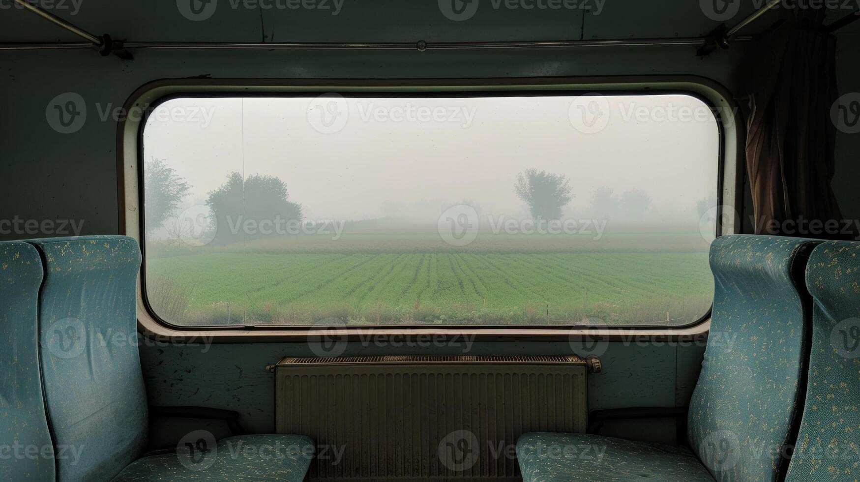 The changing density of the fog brings an everchanging view to the train journey photo