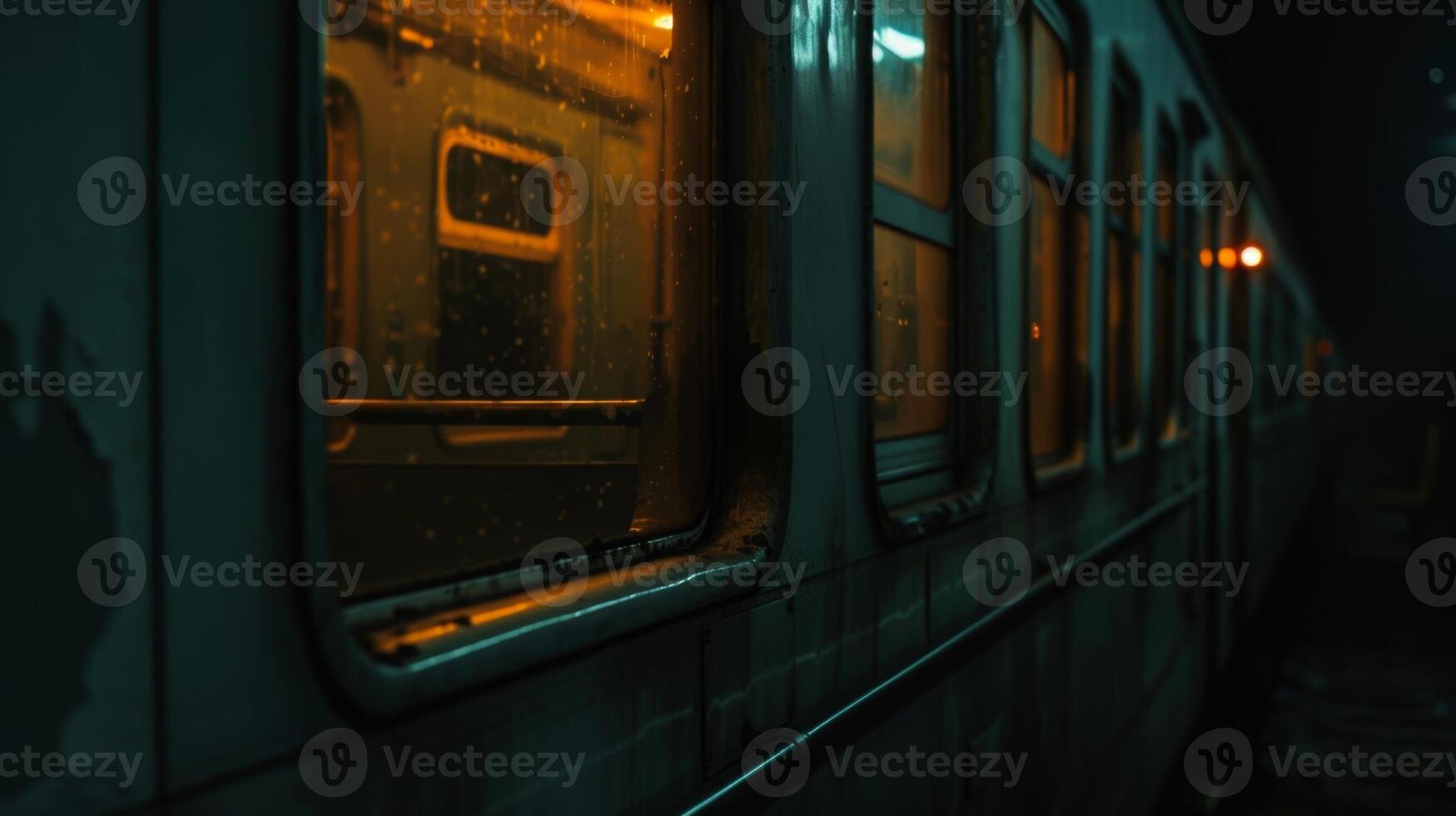 The trains headlights through the darkness leading the way through the unknown photo