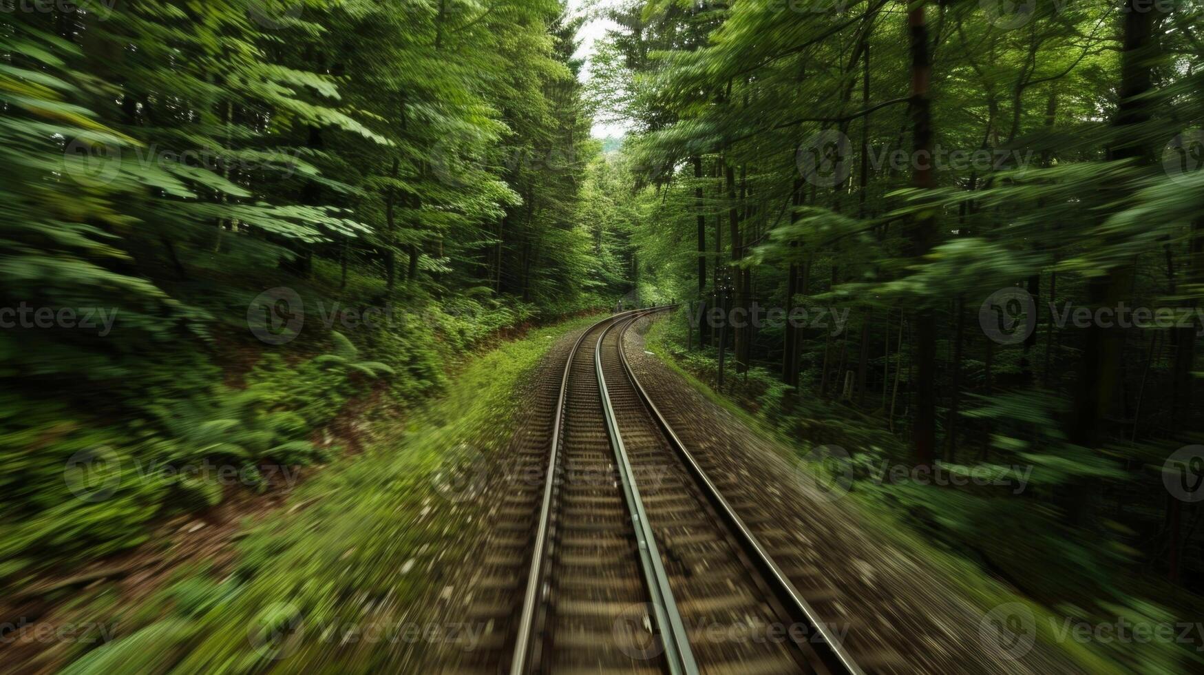 The forest seems to stretch endlessly in all directions a captivating sight from the train photo