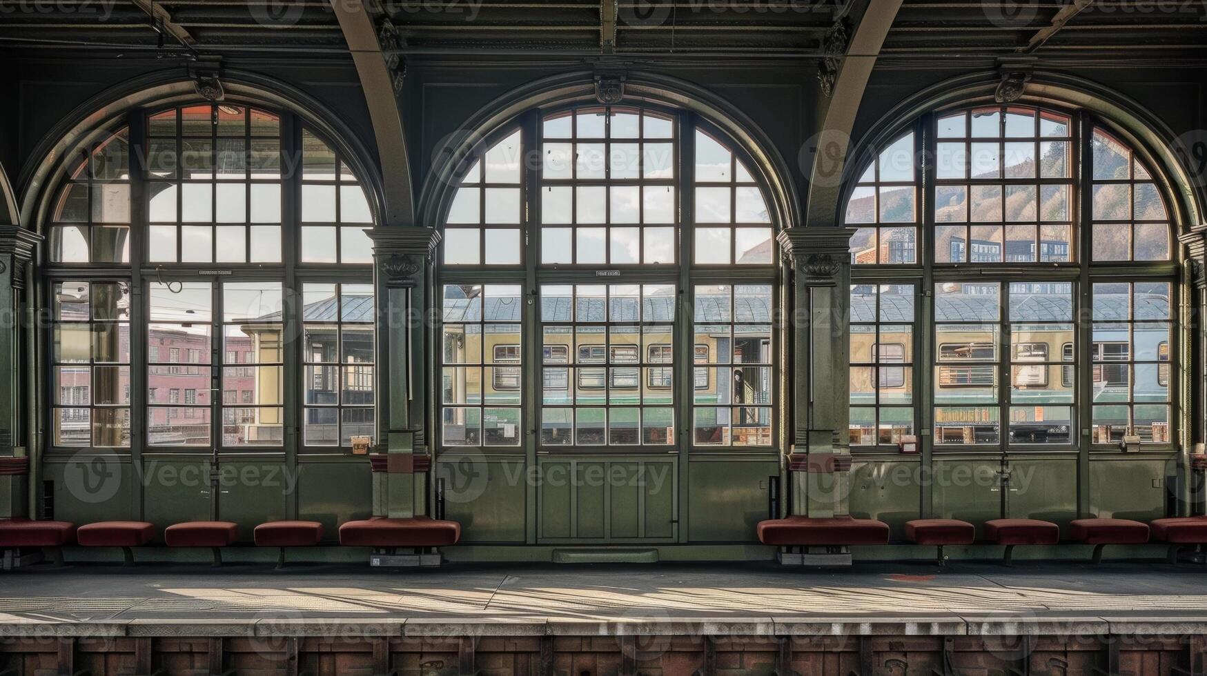 This train station is a true reflection of its Art Deco era with streamlined curves and geometric shapes photo