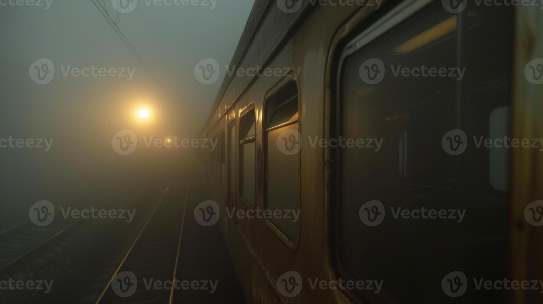 As the train moves through the fog it leaves a trail of ghostly shapes behind photo